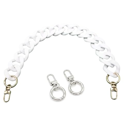 TH TANHHOO Acryl Handtasche Kette Riemen Handtasche Kette Riemen Modische Ersatz Handtasche Clutches Griffe für Handtasche Handtaschen DIY (Weiß,18-Zoll-Goldhaken) von TH TANHHOO