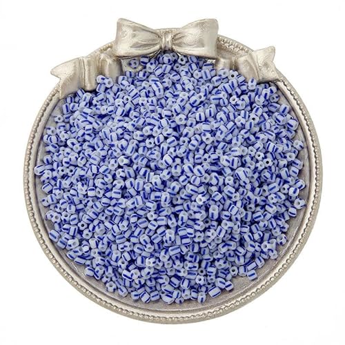 THAYLA 4500 Stück Rocailles Perlen 3mm Weiß Blau gestreift, Mini Glas Perlen für armbänder, Rocailles-Perlen für DIY Schmuckherstellung Armbänder THAYLA 4500 Stück Rocailles Perlen 3mm Weiß Blau gestreift, Mini Glas Perlen für armbänder, Rocailles-Perlen für DIY Schmuckherstellung Armbänder von THAYLA