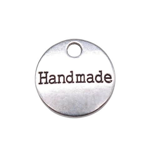 THAYLA Durchmesser 14 mm 40/60/100 Stück silberfarben rund handgefertigte Metallanhänger handgefertigte Anhänger Metalletiketten mit Löchern für Bastelarbeiten DIY-Hüte Jeans Basteln von THAYLA