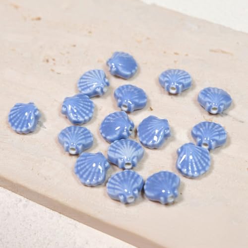 THAYLA Muschel-Keramikperlen, 12 mm, 20 Stück, zur Armbandherstellung, Blaue und weiße Porzellanperlen, Abstandsperlen zum Basteln von Schmuck THAYLA Muschel-Keramikperlen, 12 mm, 20 Stück, zur Armbandherstellung, Blaue und weiße Porzellanperlen, Abstandsperlen zum Basteln von Schmuck von THAYLA