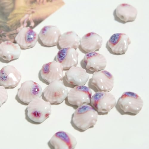 THAYLA Muschel-Keramikperlen, 12 mm, 20 Stück, zur Armbandherstellung, Blaue und weiße Porzellanperlen, Abstandsperlen zum Basteln von Schmuck THAYLA Muschel-Keramikperlen, 12 mm, 20 Stück, zur Armbandherstellung, Blaue und weiße Porzellanperlen, Abstandsperlen zum Basteln von Schmuck von THAYLA