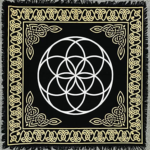 THE ART BOX Altartuch Tarotkarten Servietten Hexereizubehör Schwarzgold Tischdecke Quadratisch Spirituelles Himmlisches Decktuch mit Fransen, Samen des Lebens, 24X24 Zoll THE ART BOX Altartuch Tarotkarten Servietten Hexereizubehör Schwarzgold Tischdecke Quadratisch Spirituelles Himmlisches Decktuch mit Fransen, Samen des Lebens, 24X24 Zoll von THE ART BOX