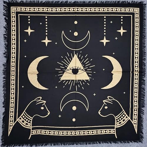 THE ART BOX Altartuch Tarotkarten Tischservietten Hexereizubehör Schwarzgold Tischdecke Quadratisch Alter Pagan Spirituelles Himmlisches Decktuch mit Fransen, Mondgold, 45x45 cm THE ART BOX Altartuch Tarotkarten Tischservietten Hexereizubehör Schwarzgold Tischdecke Quadratisch Alter Pagan Spirituelles Himmlisches Decktuch mit Fransen, Mondgold, 45x45 cm von THE ART BOX