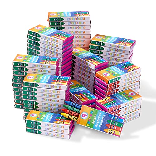 THE TWIDDLERS - 144 Boxen Wachsmalstiften, 4 Farben pro Karton, 576 Gesamt - Gastgeschenke, Mitbringsel, Mitgebsel für Kindergeburtstag, Kindergarten, Grundschule von THE TWIDDLERS
