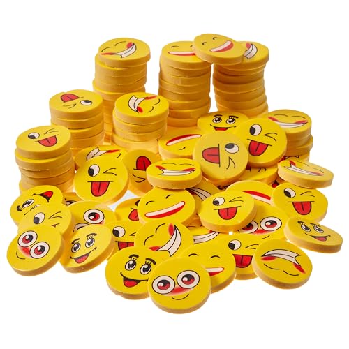 THE TWIDDLERS 100 Emoji Kinder kleine Radiergummi Set in 6 verschiedenen Designs | Spielzeug Gastgeschenk Geschenke für Geburtstag Party Festival neues Jahr Weihnachten Halloween von THE TWIDDLERS