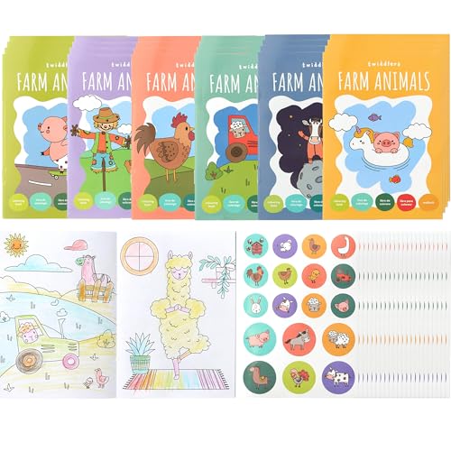 THE TWIDDLERS 24 Mini-Malbücher für Partytüten, mit Aufklebern - Bauernhof-Tier-Thema, A6 Mini-Bücher für Kinder, Alter 4-8, perfekte kleine Malbücher für Partytüten-Füller-Geschenke THE TWIDDLERS 24 Mini-Malbücher für Partytüten, mit Aufklebern - Bauernhof-Tier-Thema, A6 Mini-Bücher für Kinder, Alter 4-8, perfekte kleine Malbücher für Partytüten-Füller-Geschenke von THE TWIDDLERS