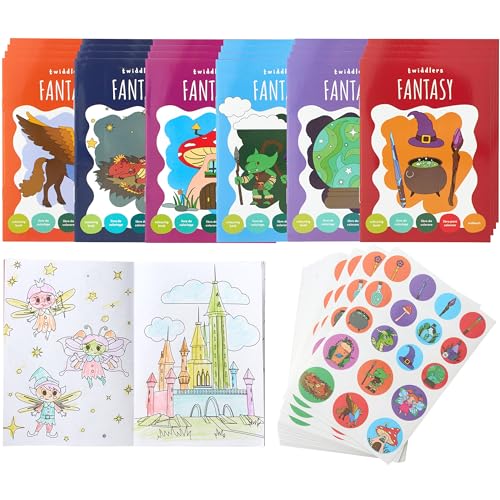 THE TWIDDLERS 24 Mini-Malbücher für Partytüten, mit Aufklebern - Fantasy-Thema, A6 Mini-Bücher für Kinder, Alter 4-8, perfekte kleine Malbücher für Partytüten-Füller-Geschenke THE TWIDDLERS 24 Mini-Malbücher für Partytüten, mit Aufklebern - Fantasy-Thema, A6 Mini-Bücher für Kinder, Alter 4-8, perfekte kleine Malbücher für Partytüten-Füller-Geschenke von THE TWIDDLERS