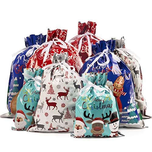 THE TWIDDLERS - 30 Geschenkbeutel mit Kordelzug, Geschenkpapier Weihnachten, Geschenkverpackung Weihnachten, S, M, L & XL - Geschenkverpackung für Xmas, Nikolaus Tüten - Sortierte Größen von THE TWIDDLERS