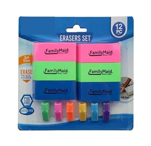 12-teiliges Radiergummi-Set – 6 bunte Radiergummis und 6 Block-Radiergummis, PVC-frei, für den Schulanfang 12-teiliges Radiergummi-Set – 6 bunte Radiergummis und 6 Block-Radiergummis, PVC-frei, für den Schulanfang von THE UM24