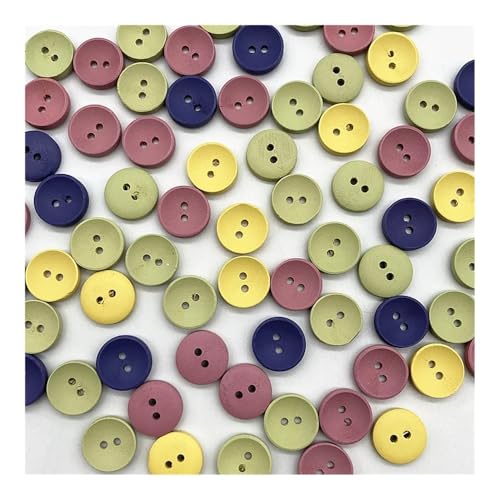Holzknöpfe, 15 mm, verschiedene Stile gemischt, rund, monogrammiert, Liebe, Scrapbooking, für Hochzeitsdekoration, Nähen, 100 Stück (36) von THEDAYBABY