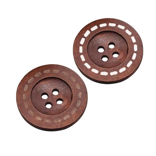 Holzknöpfe zum Selbermachen, Nähzubehör, handgefertigt, Dekoration, Kinderkleidung, Kleidung, 4 Löcher, Retro, runde Holzknöpfe (D-Stil, 50 Stück, 20 mm), 50 Stück von THEDAYBABY