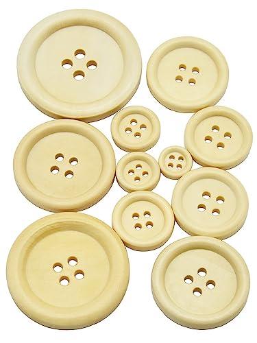 Runde Paspelierknöpfe aus Naturholz, 10–30 mm, Nähzubehör, Kleidung, DIY, dekorative Knöpfe, Kaffee, 4 Löcher, MT81, Durchmesser 30 mm, 10 Stück von THEDAYBABY
