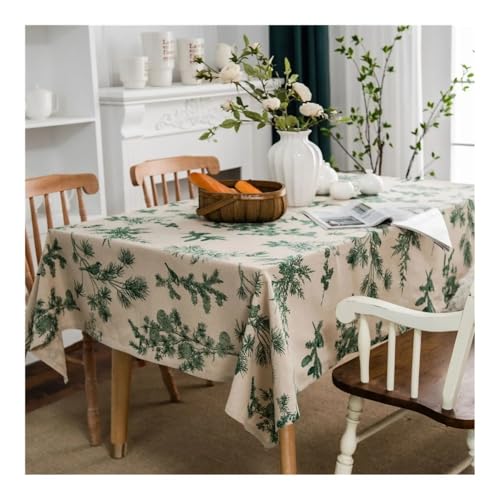 THEDAYBABY Rechteckige Tischdecke aus Baumwollleinen, bedruckt, Kiefernholz, für Kaminsims, Party, Hochzeit, Küche, Esszimmer, Dekoration, Tischdecken (140 x 220 cm) von THEDAYBABY