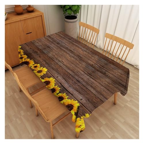 THEDAYBABY Rechteckige Tischdecke mit Sonnenblumen-Motiv, Vintage-Stil, Bauernhaus, wasserdicht, langlebig, Tischdecke für Zuhause, Küche, Esszimmer, Outdoor, Picknickmatte (C,180 x 140 cm) von THEDAYBABY