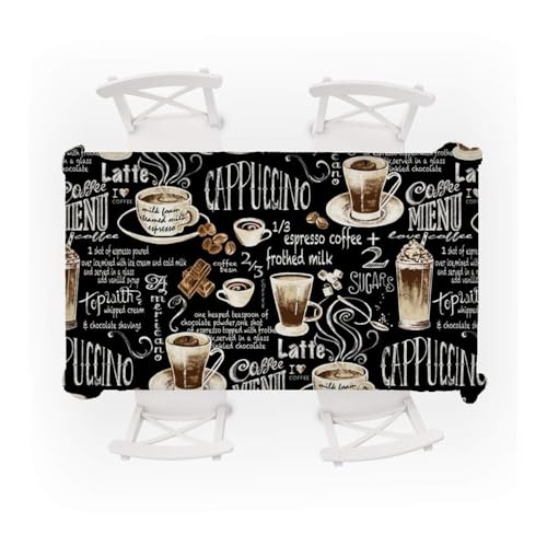 THEDAYBABY Tischdecke, Retro-Kaffeemuster, wasserdicht, Esstisch, Hochzeit, Party, rechteckige Tischdecke, Heimtextilien, Küchendekoration (5,90 x 140 cm THEDAYBABY Tischdecke, Retro-Kaffeemuster, wasserdicht, Esstisch, Hochzeit, Party, rechteckige Tischdecke, Heimtextilien, Küchendekoration (5,90 x 140 cm von THEDAYBABY