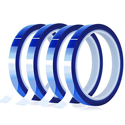 Hitzebeständiges Band, 4 Stück, 10 mm x 33 m, Hochtemperatur-Klebeband, Warmpressbänder, Isolierband, Blau, für Sublimationspresse und 3D-Drucker Hitzebeständiges Band, 4 Stück, 10 mm x 33 m, Hochtemperatur-Klebeband, Warmpressbänder, Isolierband, Blau, für Sublimationspresse und 3D-Drucker von THETAG