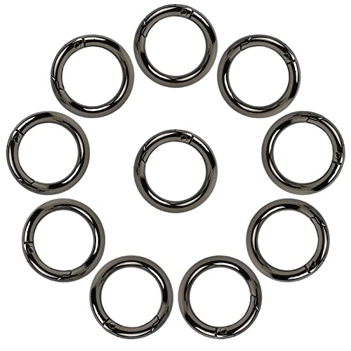 Runde Karabiner,THETAG 10 Stück 25mm Karabiner Ring Zinklegierung Runde Karabiner Für den Alltag am Rucksack oder am Schlüsselbund,DIY Handwerk Karabiner (Schwarz) von THETAG