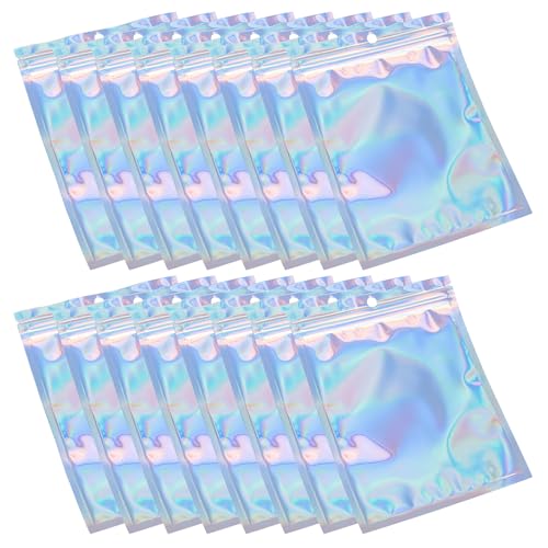 THETAG Mylar Aluminiumfolie Zip-Beutel, 100 Stück Holografische 9x12cm Small Business Packaging Flache Tasche Mit Transparentem Fenster für Essenslager, Party, Süßigkeit, Plätzchen, Schmuck THETAG Mylar Aluminiumfolie Zip-Beutel, 100 Stück Holografische 9x12cm Small Business Packaging Flache Tasche Mit Transparentem Fenster für Essenslager, Party, Süßigkeit, Plätzchen, Schmuck von THETAG