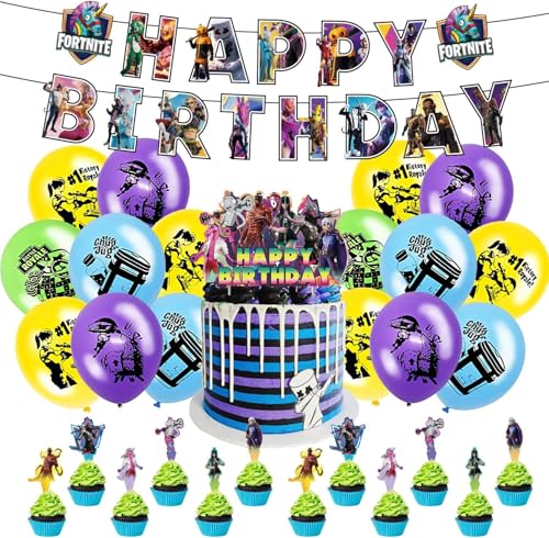 Geburtstagsdeko 32 Pcs - Luftballons, Banner, Party Dekoration, Cupcake Topper für Jungen und Mädchen Geburtstagsdeko 32 Pcs - Luftballons, Banner, Party Dekoration, Cupcake Topper für Jungen und Mädchen von THEXIU