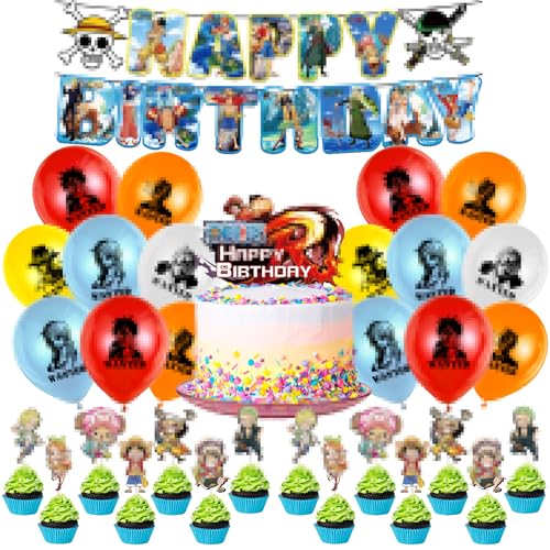 Geburtstag Dekorationen Set 36 pcs, Luftballons,Themendekoration, Geburtstag Banner, Kuchen Dekoration, Cupcake, Partydekorationen für Kindergeburtstage von THEXIU