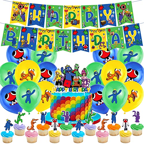 Geburtstag Deko Set 32 Stück, Party Zubehör, Kindergeburtstag Luftballons, Happy Birthday Banner, Kuchen Dekoration, Junge Mädchen Geburtstagsparty Dekoration von THEXIU