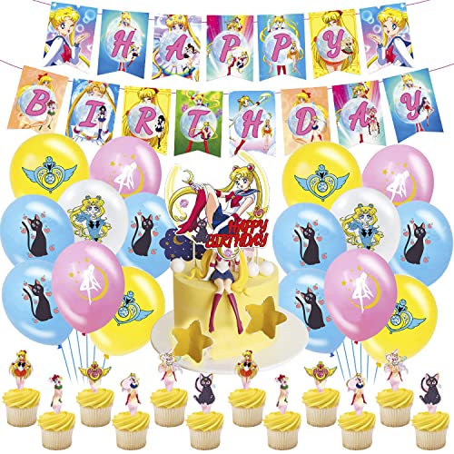 THEXIU Geburtstag Deko 34 pcs, Luftballons, Alles Gute Zum Geburtstag Banner, Kuchen Dekoration, Cupcake, Mottoparty Dekoration, Cartoon-Muster, Farbenfroh THEXIU Geburtstag Deko 34 pcs, Luftballons, Alles Gute Zum Geburtstag Banner, Kuchen Dekoration, Cupcake, Mottoparty Dekoration, Cartoon-Muster, Farbenfroh von THEXIU