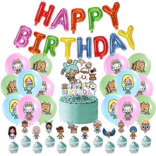 Geburtstag Deko 32 pcs, Luftballons, Geburtstag Banner, Kuchen Dekoration, Cupcake Topper,Mottoparty, Kindergeburtstagsparty Zubehör von THEXIU