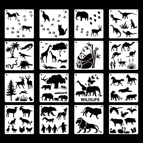 16 PCs Für Kreative Haustiermalerei Schablone Wiederverwendbares Hohles Wildtierstil Zeichnungsvorlage Set Für Sprühen DRA 16 PCs Für Kreative Haustiermalerei Schablone Wiederverwendbares Hohles Wildtierstil Zeichnungsvorlage Set Für Sprühen DRA von THINCAN