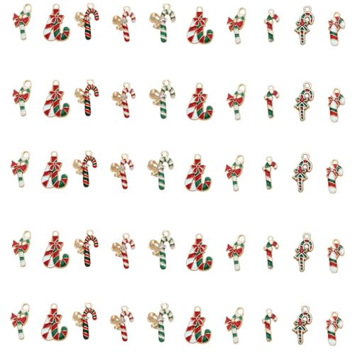30/50pcs Legierung Legierung Weihnachten Cane Charm Handgefertigte Schmuckversorgungen Für Urlaubsbaumdekoration Halskette Ohrringe Machen Metall Weihnachtshandwerk von THINCAN