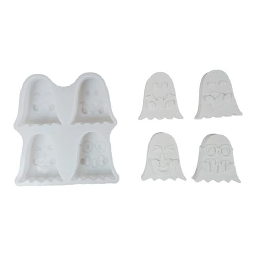 4 Hohlräume Geistere Silikonformen Für Epoxidharz Herstellen Duftende Kerzenseife Schokoladenurlaubsendekoration Halloween Harzformen Set Set von THINCAN