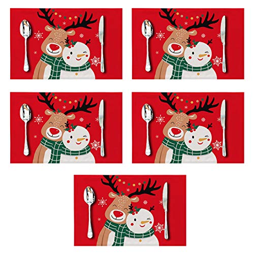 5pcs Weihnachten Cartoon Placemat Süßer Weihnachtsbaum Elch Schneemann Druck Wasserresistente Dicke Leinenmatte Für Urlaub Dinnerparty Dekoration Weihnachtsbaum 5pcs Weihnachten Cartoon Placemat Süßer Weihnachtsbaum Elch Schneemann Druck Wasserresistente Dicke Leinenmatte Für Urlaub Dinnerparty Dekoration Weihnachtsbaum von THINCAN