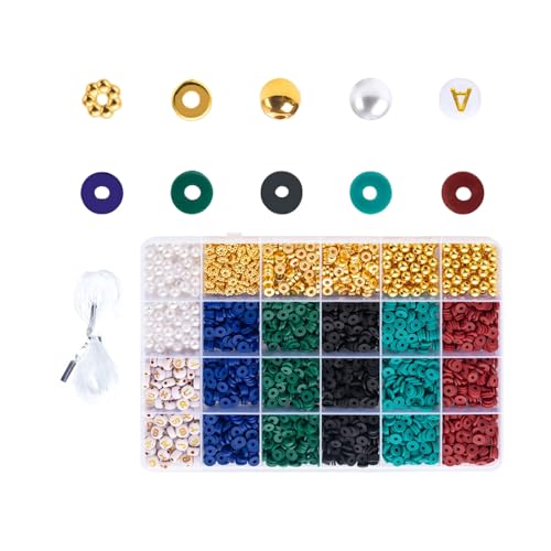 Clay Perlen Round Spacer Perlen Perlen Set Bunfle Perlen Basteln Perlen Schmuckperlen Für Armbänder von THINCAN