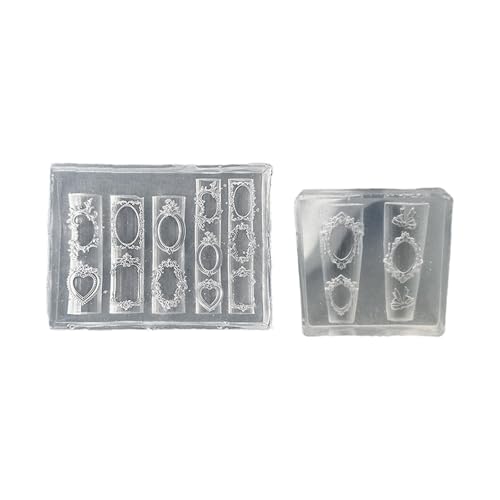 Doppelseitige Silikonformen Für Geprägte Fotorahmendekorationen 2pc Crafting Accessoires Nagelkunsthandwerk Silikonform von THINCAN