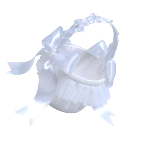 Eleganter Spitzenbrautkorb Für Hochzeitsfeierlichkeiten Weiße Dekorative Stoffhalter Mädchen Accessoire von THINCAN