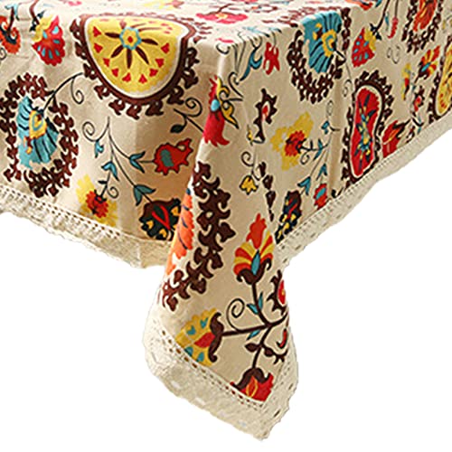 Ethnische Tischdecke Vintage Buntes Blumenmuster Spitzenkante Baumwolle Tisch Cover Küche Dekoration Vintage Läufer Läufer Für Esszimmer Weihnachten Tischdecke Rustikales von THINCAN