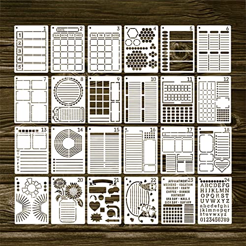 Journal STENCIL SET Für Gepunktete Journals Journaling Supplies/Accessoires Für Zeitsparende Planer Für Kinder Erwachsene 24 Journal STENCIL SET Für Gepunktete Journals Journaling Supplies/Accessoires Für Zeitsparende Planer Für Kinder Erwachsene 24 von THINCAN