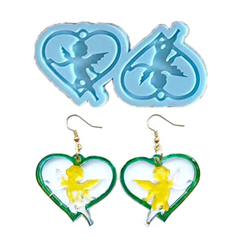 Kristall Epoxidform Ohrringe Anhänger Schmuck Schimmel Hängende Anhänger Dekoration Liebe Engel Spiegel Silikonform von THINCAN