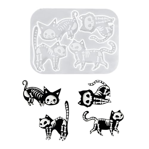 Lebensmittelqualität Silikonschädel Katzen Schimmel Halloween Crafting Werkzeug Für Harz Schlüsselanhänger Anhänger Dekorationen Einfach Demolding Lebensmittelqualität Silikonschädel Katzen Schimmel Halloween Crafting Werkzeug Für Harz Schlüsselanhänger Anhänger Dekorationen Einfach Demolding von THINCAN