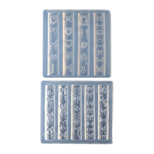 Pack Von 2 Nägeln Kunstform Zubehör Formen Bowknot Thema Nägel Dekorative Form Silikon Textur Für Verschiedene Typen Ribbon Bowknot von THINCAN