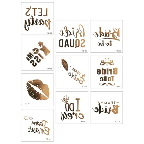 Packung Von 10 Metallic Bridal Team Aufkleber Hochzeitsfeiern Lieferungen Bachelorette Celebration Golden Hautdekor Ein Party Temporäre Hautaufkleber von THINCAN