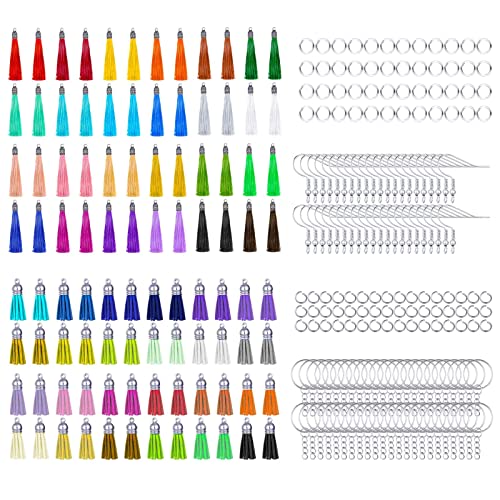 Quastenschmuck Set Enthält 48 PCs Leder Quasten 48 PCs Ohrring Haken 48 PCs Hook 96 PCs Sprungringe 48 PCs Keyrings von THINCAN