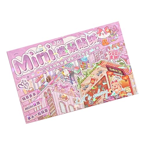 Szenenaufkleber Cartoon Szenerie Aufkleber Miniatur Simulierte Kabine Szene Für Scrapbooking Journal Planer Album Miniatur Set Für Erwachsene von THINCAN