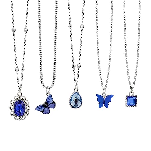 THINCAN 5pieces Crystal Butterfly Anhänger Halskette Frauen Minimalistische Herz Rund Barockstil Collarbone Kette Mode Schmuck THINCAN 5pieces Crystal Butterfly Anhänger Halskette Frauen Minimalistische Herz Rund Barockstil Collarbone Kette Mode Schmuck von THINCAN