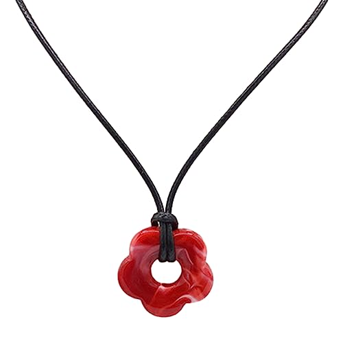 THINCAN Acrylblüte Halskette Mehrfarbiger Anhänger Charm Choker Kette Schlüsselbeinkette Für Modische Frauen von THINCAN
