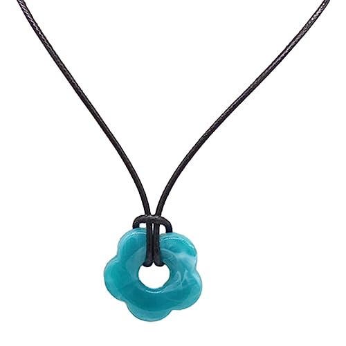 THINCAN Acrylblüte Halskette Mehrfarbiger Anhänger Charm Choker Kette Schlüsselbeinkette Für Modische Frauen von THINCAN