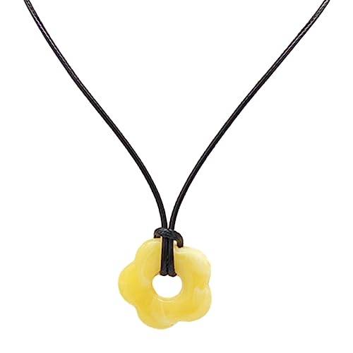 THINCAN Acrylblüte Halskette Mehrfarbiger Anhänger Charm Choker Kette Schlüsselbeinkette Für Modische Frauen von THINCAN