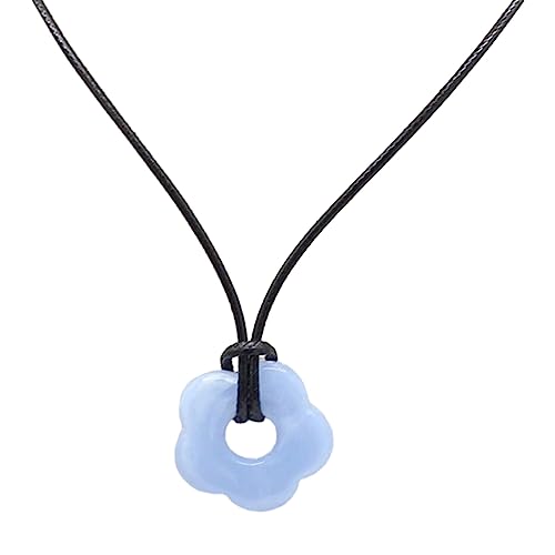 THINCAN Acrylblüte Halskette Mehrfarbiger Anhänger Charm Choker Kette Schlüsselbeinkette Für Modische Frauen von THINCAN