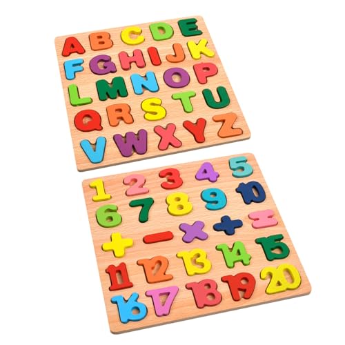 THINCAN Bunte Holzbuchstaben Blöcke Spielzeugset 26 Stücke Für Kinder Über 3 Bildungsspiele Vorschulform Und Mustererkennung von THINCAN