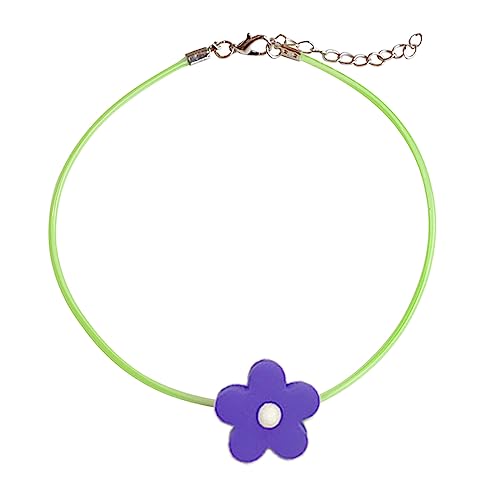 THINCAN Einfache Blütenheize Halsketten Koreanische Stil Mode Weibliche Blumen Halsketten Acrylblüten Chokers Acrylmaterial von THINCAN