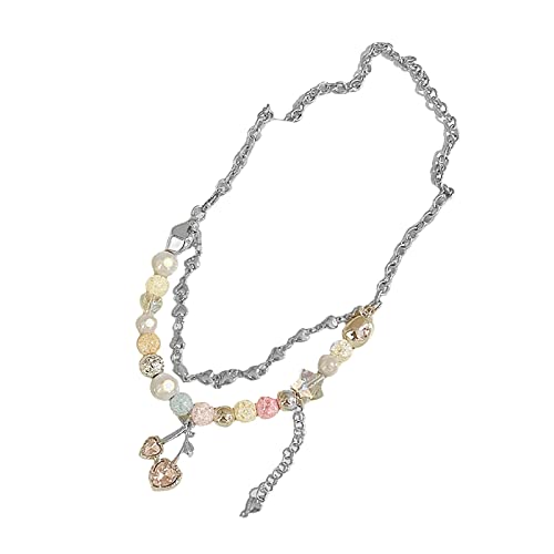 THINCAN Elegantes Zirkon Herz Perlen Halskettenarmband Für Frauen Süßer Cooler Anhänger Choker Party Accessoires Juwely Geschenk von THINCAN